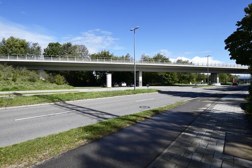 Das Überführungsbauwerk für die U-Bahntrasse an der Heidemannstraße, 2018.