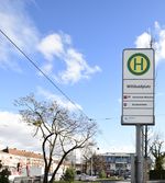 Trambahntafel am neuen Platz Dezember 2019.