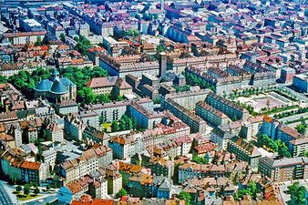 Westend mit der Rupert Kirche. 1975.
